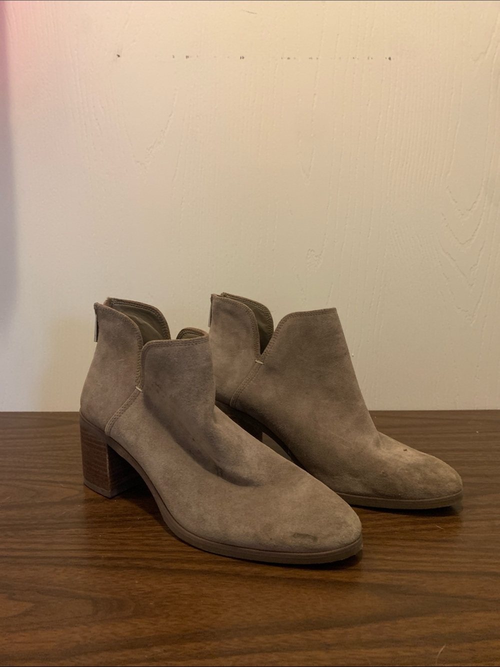 Enzo Angiolini Suede Ankle Booties in Taupe